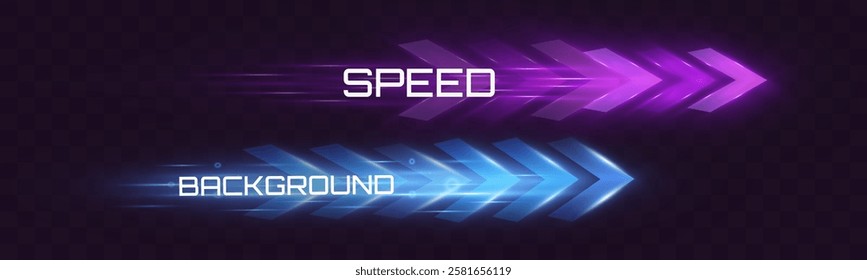 Arrow light speed motion background with futuristic glowing arrows and light streaks.