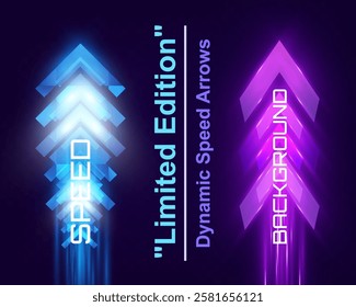Arrow light speed motion background with futuristic glowing arrows and light streaks.