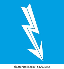 Arrow lightning icon white isolated on blue background vector illustration