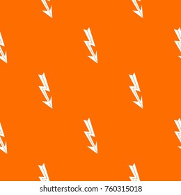 Arrow lightning pattern repeat seamless in orange color for any design. Vector geometric illustration