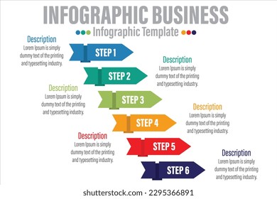Arrow line 6 Step or Six option Business data visualization. Abstract elements of graph, diagram with steps, options, parts or processes. business template for presentation