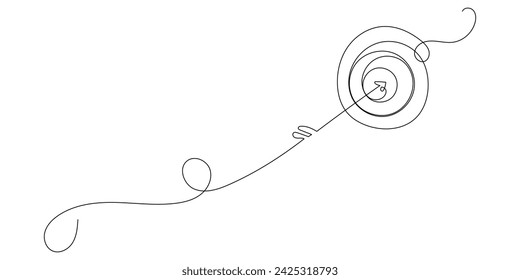 Arrow Line Art Curve Doodle Illustration. One Thin Editable Line Arrow Shape Symbol Icon Isolated  White. Line Simple Vector Arrow Track Decoration Card Invitation Poster Print Line Design