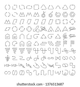 arrow and line bow icons set
