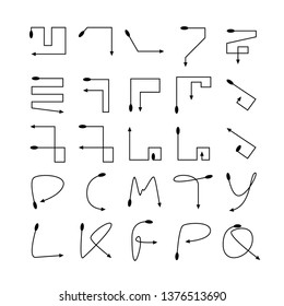 arrow and line bow icons set