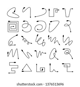 arrow and line bow icons set