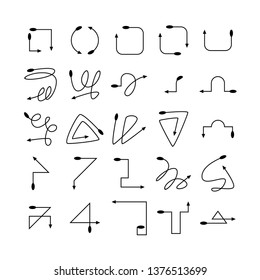 arrow and line bow icons set