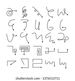 arrow and line bow icons set