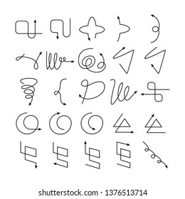 arrow and line bow icons set
