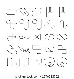 arrow and line bow icons set