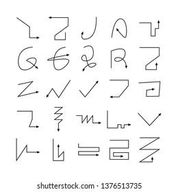 arrow and line bow icons set