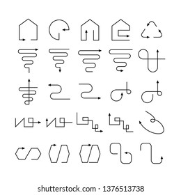 arrow and line bow icons set