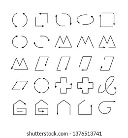arrow and line bow icons set