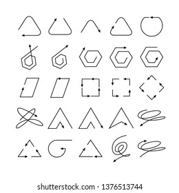 arrow and line bow icons set