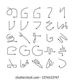 arrow and line bow icons set