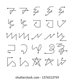 arrow and line bow icons set