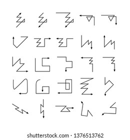 arrow and line bow icons set