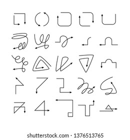 arrow and line bow icons set