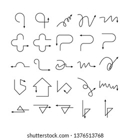 arrow and line bow icons set