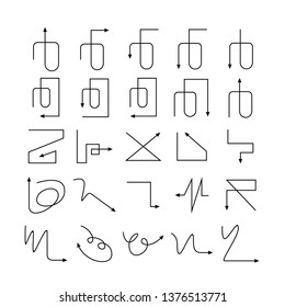 arrow and line bow icons set