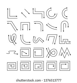 arrow and line bow icons set