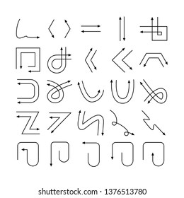 arrow and line bow icons set