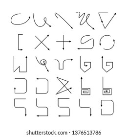 arrow and line bow icons set