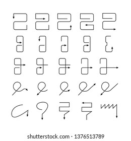 arrow and line bow icons set