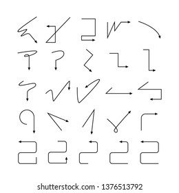 arrow and line bow icons set