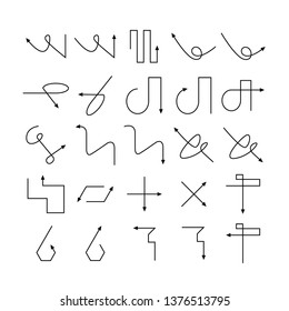 arrow and line bow icons set