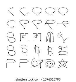 arrow and line bow icons set