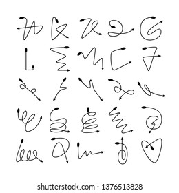 arrow and line bow icons set
