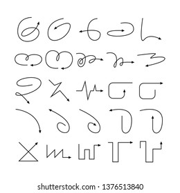 arrow and line bow icons set