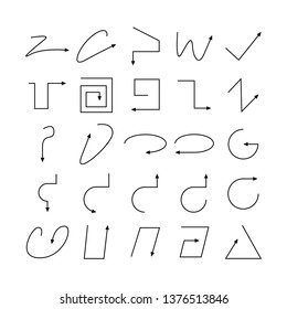 arrow and line bow icons set