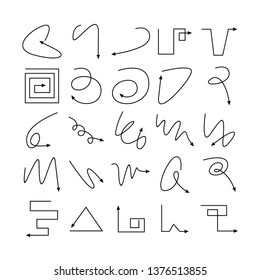 arrow and line bow icons set