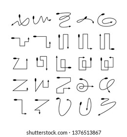 arrow and line bow icons set