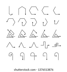 arrow and line bow icons set