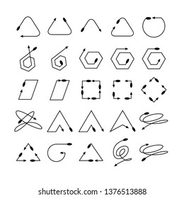 arrow and line bow icons set