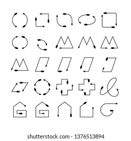 arrow and line bow icons set