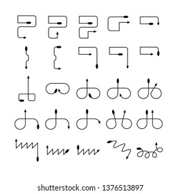 arrow and line bow icons set