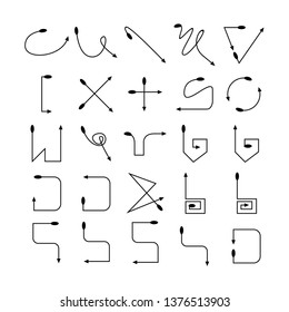 arrow and line bow icons set