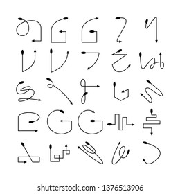 arrow and line bow icons set