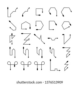 arrow and line bow icons set