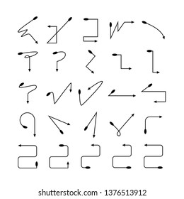 arrow and line bow icons set