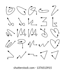arrow and line bow icons set