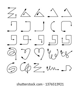 arrow and line bow icons set