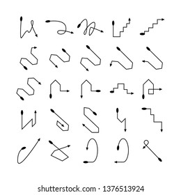 arrow and line bow icons set