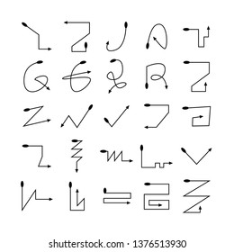 arrow and line bow icons set