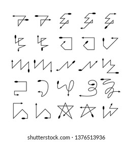 arrow and line bow icons set