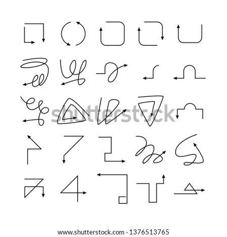 arrow and line bow icons set