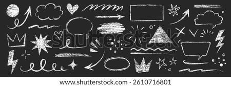 Arrow line chalk brush hand drawn sketch element set. Grunge square, heart, arrow element scribble line brush hand drawn pencil sketch. Texture chalk, crayon pencil style. Vector illustration